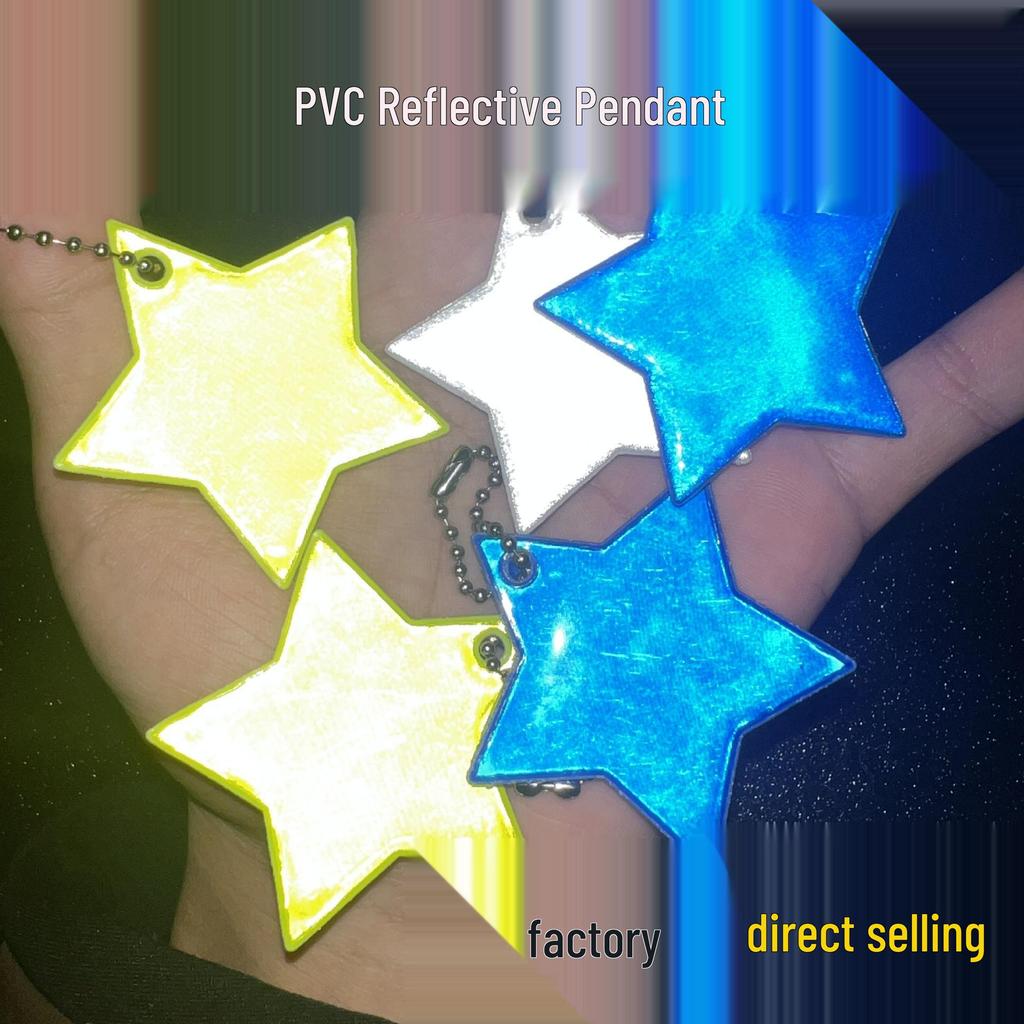 Reflective Star Pendant Keychain for Night Riding: Safety Accessory for Backpack or Luggage.