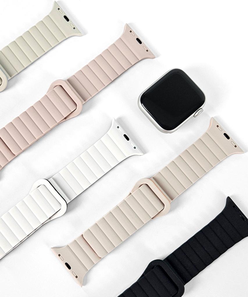 Dijiji Apple Watch Alle Modelle 9/8/7/6/5/4/Se/Ultra Silikon Gliederband Magnetisches Armband Riemen 38/40/41/42/44/45/49mm
