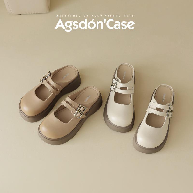Baotou Slippers Women's New Summer Outer Wear One Pedal Thick-soled Half-drag Mary Jane Single Shoes