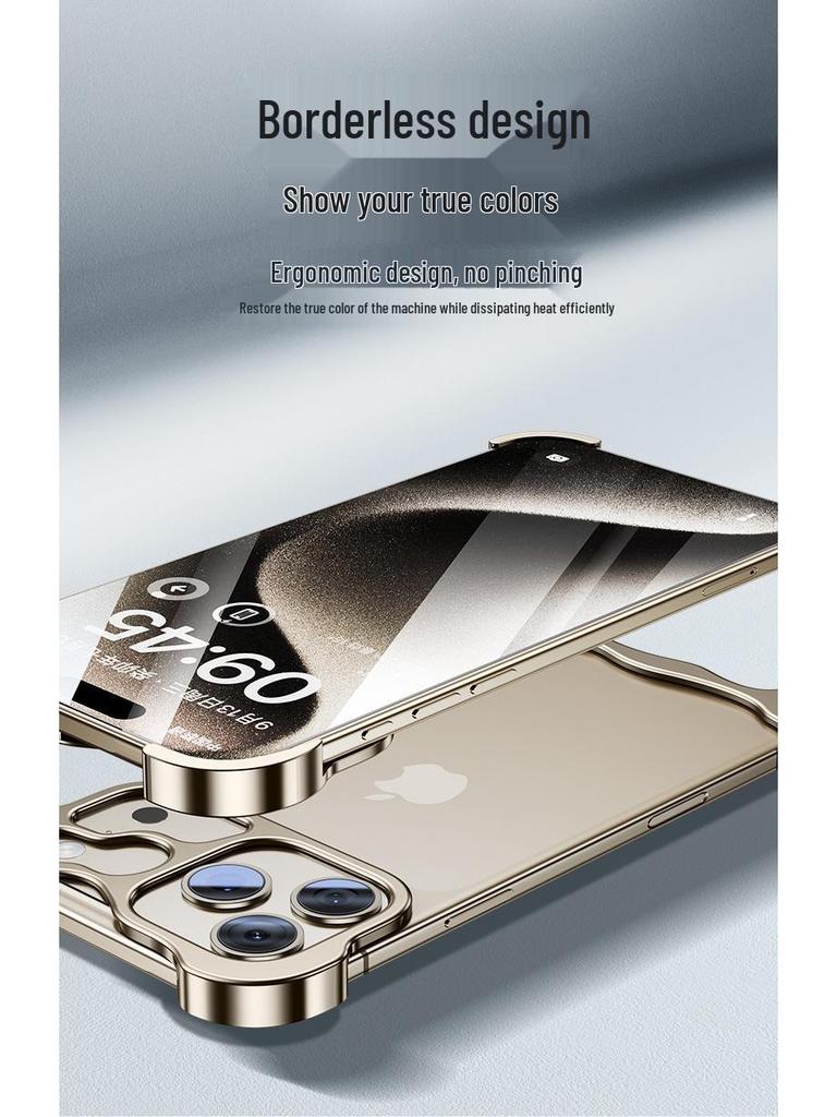 Apple 17Pro & 16Promax Anti-Vingerafdruk Valbestendige Telefoonhoes met Metalen Hoeken en Unieke Vorm.