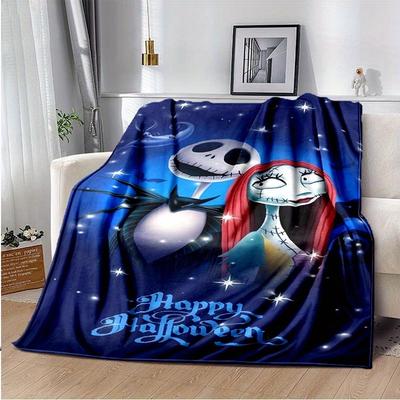 1pc The Nightmare Before Christmas Printing Blanket - Soft, All-Season Throw for Living Room, Bedroom,Personalized Gift with Adorable Cartoon Design