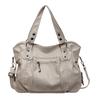 Soft PU Slouchy Hobo Bag Adjustable Strap with Metal Rivets Casual Tote Shoulder Purse for Women