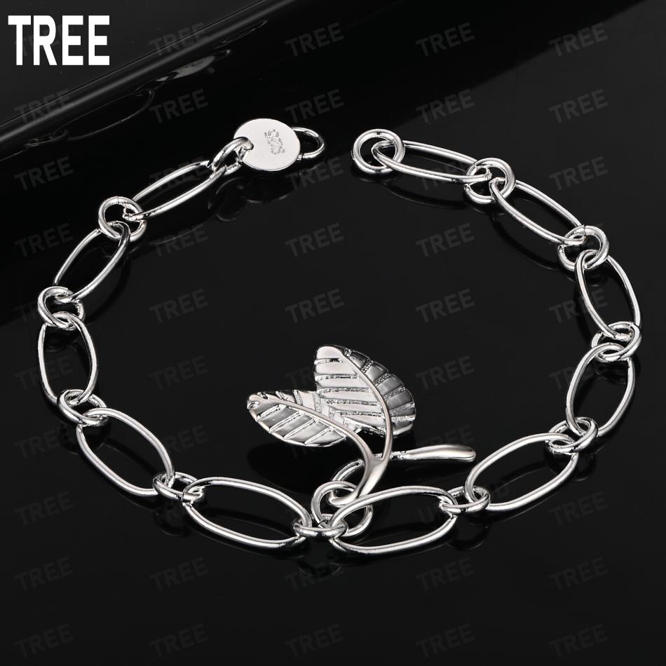 Exquisite 925 Sterling Silver Double Leaf Bracelet A Charming Gift for Banquets and Jewelry
