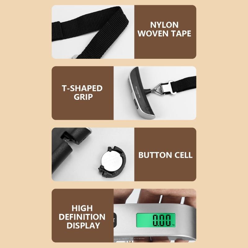 Electronic Balance Pocket Scale with LCD Display 50kg Capacity Hanging Scale for Accurate Luggage Weight Measurement