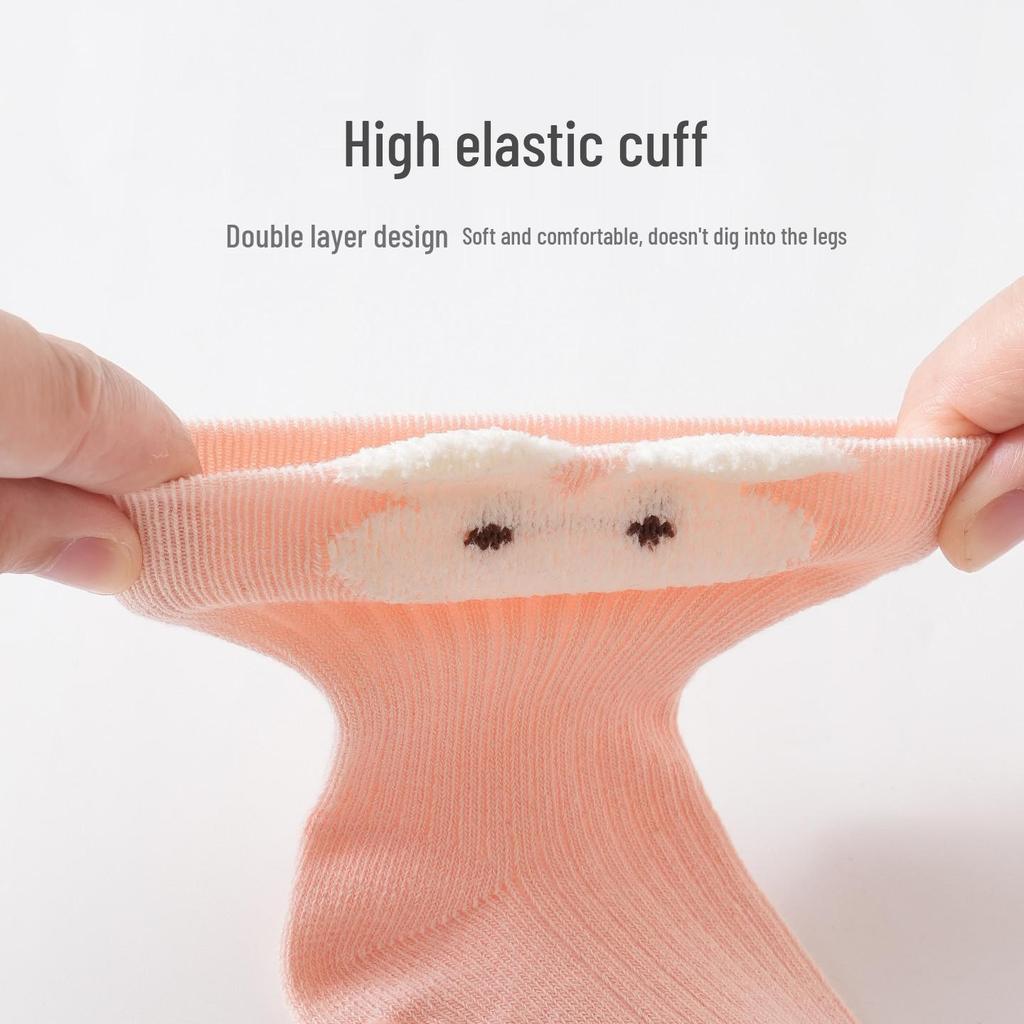 Newborn Mid-Calf Cartoon Socks - Non-Binding, Non-Slip, Boneless Cotton for Spring & Autumn