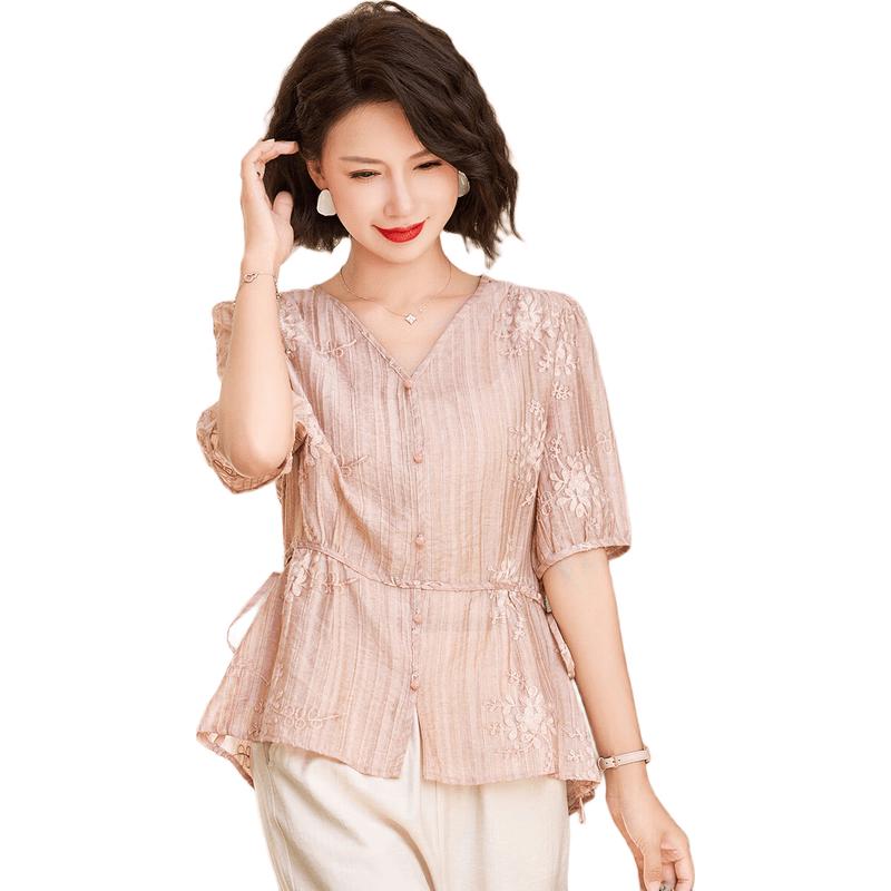 Jianhu Women's Summer Elegant Short-Sleeve T-shirt