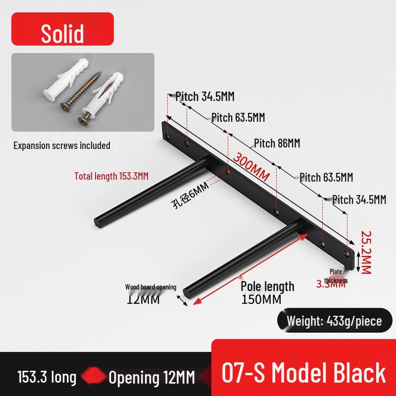 Invisible T-Shaped Shelf Brackets for Concealed Wall-Mounted Bookshelf Support