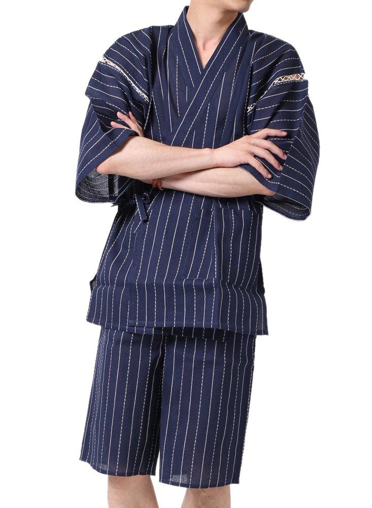 Arcade Shijira Woven Jinbei and Japanese Size B Pattern Men's (Top Bottoms) Set, Style, Summer, Cool, L,