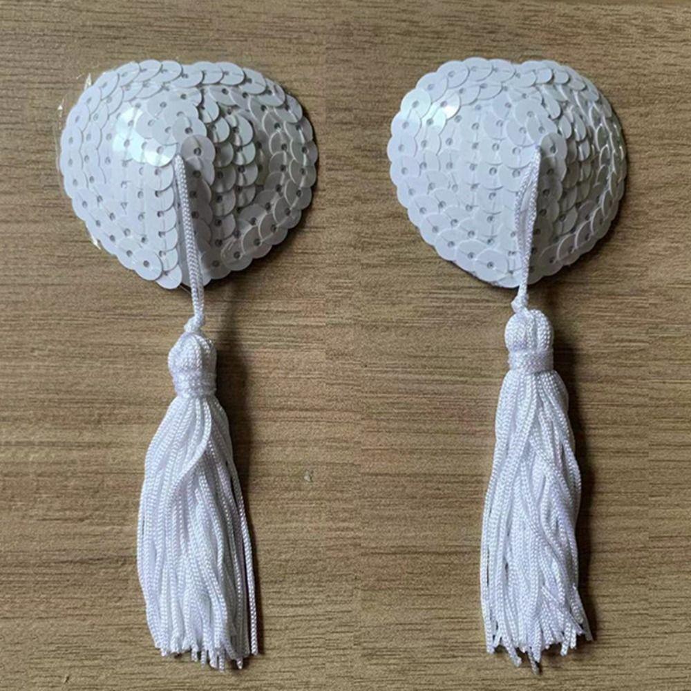 1 Pair Tassel Nipple Covers Breast Bra Womens Silicone Pasties New Heart Shape Bra