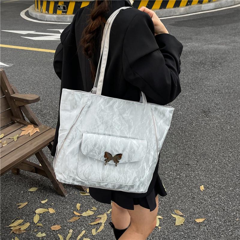 Metal Butterfly Waterproof PU Tote: Large Multifunctional Backpack & Commute Shoulder Bag for Women