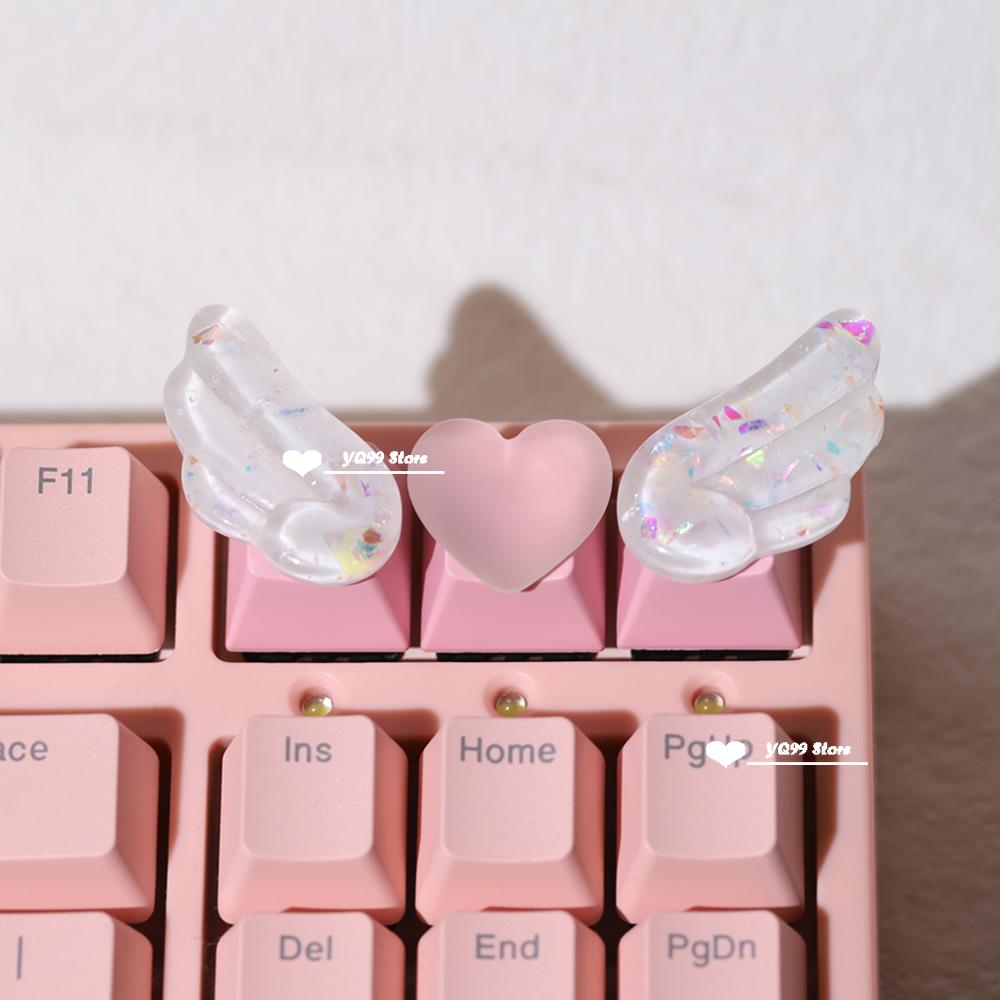 

Персонализированные колпачки для клавиш Wings, милые полупрозрачные колпачки для механической клавиатуры, клавиши R4, цветные колпачки PBT, колпачки для клавиш в стиле аниме