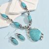 3-Piece Jewelry Set Silvery Alloy Necklace and Earrings with Turquoise Vintage Bohemian Women's Accessories Beach Vacation Gifts