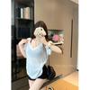 Women's Gray V-neck Short Sleeve Casual Loose Fit Summer T-shirt