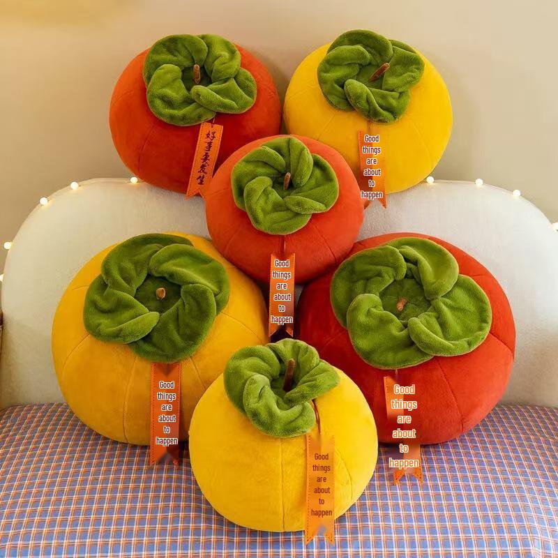 Persimmon Ruyi Creative Cushion Pillow - Home Decor Plush Toy for Sofa, Bed, or Window