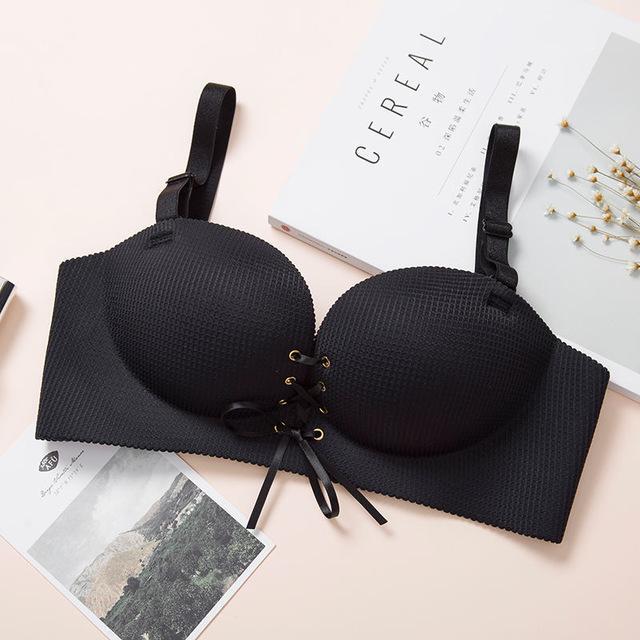 Sexy Bra Push Up Paded Bras For Women Seamless Bralette Brassieres Lingerie Deep V Bowknot