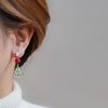 Merry Christmas Xmas Tree Red Ball Asymmetric Stud Earrings for Women New Year Snowflake Bell Deer Zircon Festival Earring