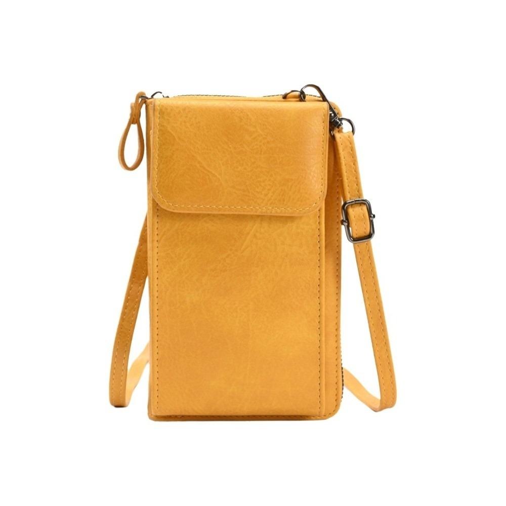 Fashionable Multi Functional Crossbody Bag Purse PU Leather Retro Style Mobile Phone Bag Solid Color Womens Casual Shoulder Bag