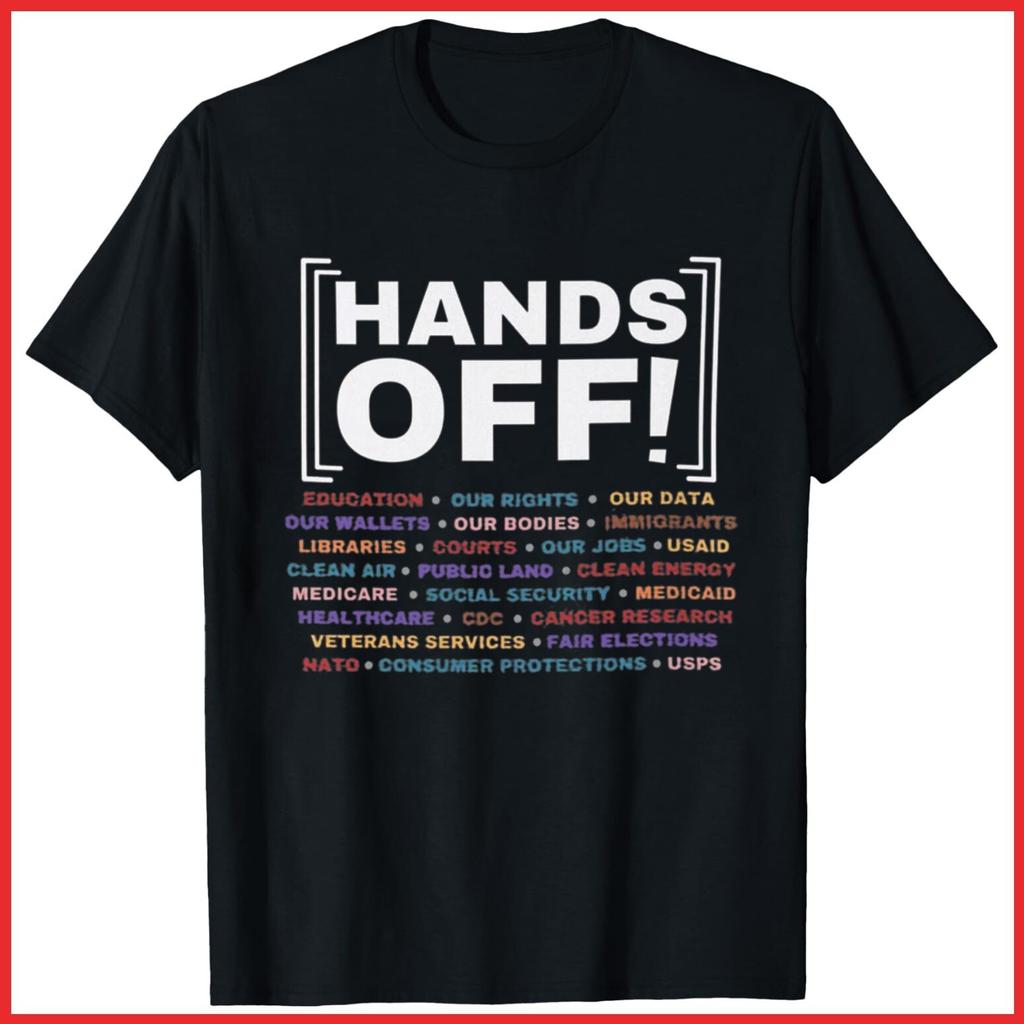 Hands Off Rally Social security Black Cotton T-Shirt S-5XL