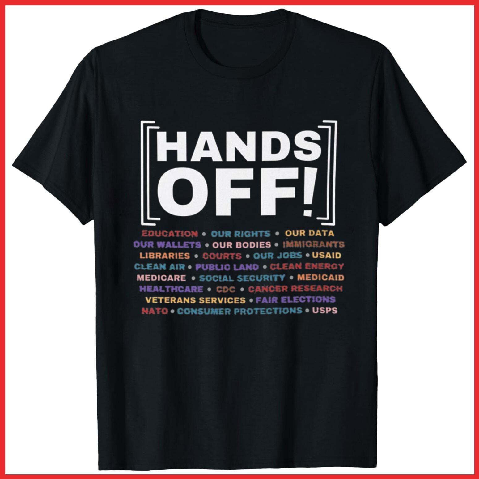 Hands Off Rally Social security Black Cotton T-Shirt S-5XL S