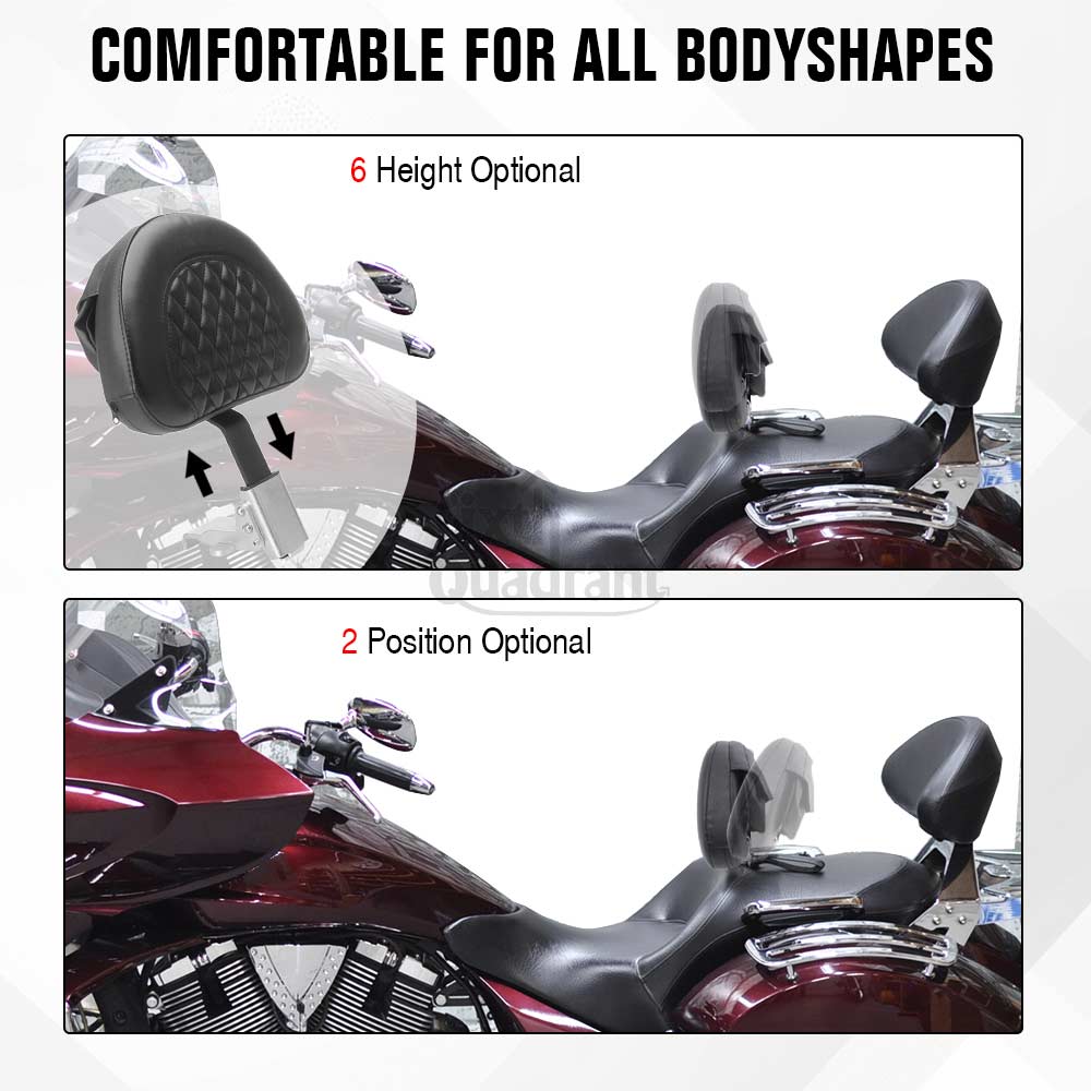 New Motorcycle Accessories Adjustable Plug-in Driver Seat Backrest Black PU Leather Fit For Victory Cross Country Tour 2010-2017