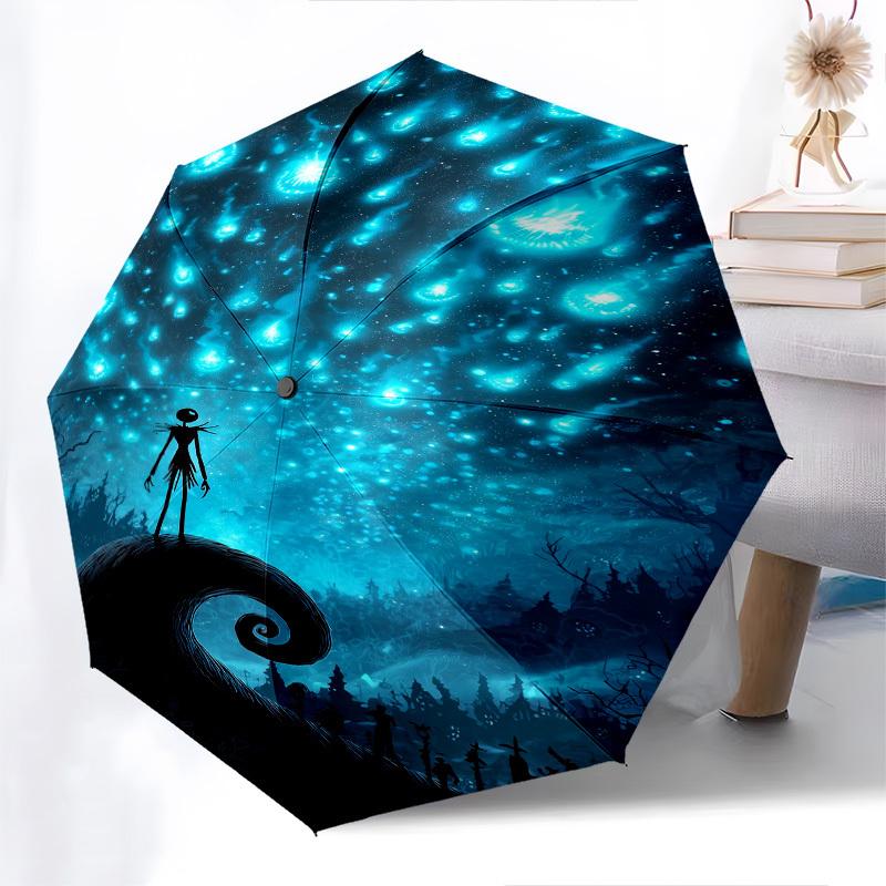 Albtraum vor Weihnachten, Jack Skellington Motiv, Automatisches Öffnen und Schließen, Helles 8-Speichen, Tragbarer Schirm, Geeignet für Männer