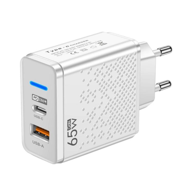 Multifuntional 65W Wall Charging Adapter USB Type C Port Intelligent Power Desktop Charging Station Plastic Texture