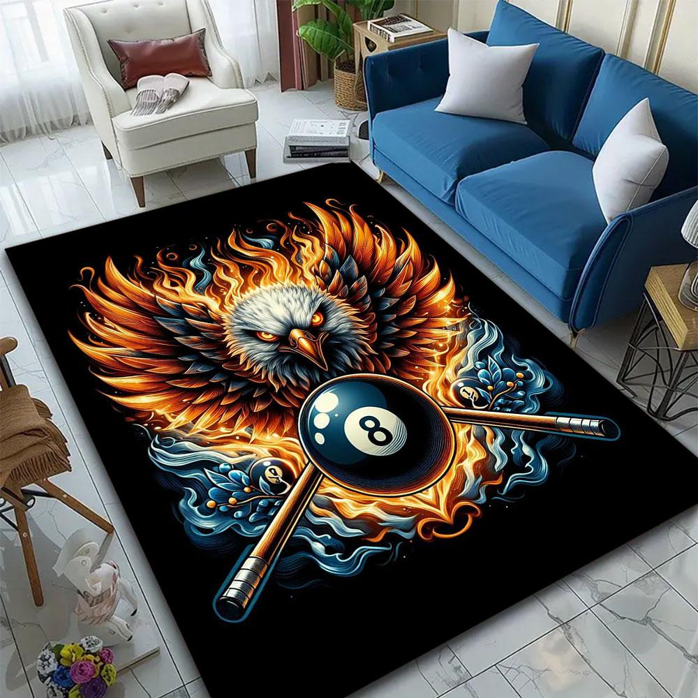 "Fiery Eagle with Billiard Ball Design" Patterned carpet, suitable as a non slip play mat for the living room and bedroom sofa