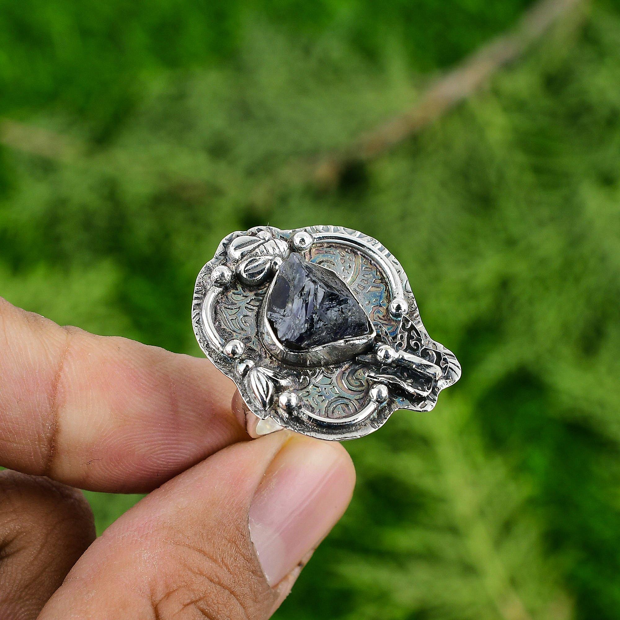 

Подарок для нее Натуральный танзанит кварц необработанный кольцо-обещание регулируемое серебро 925 пробы Adjustable