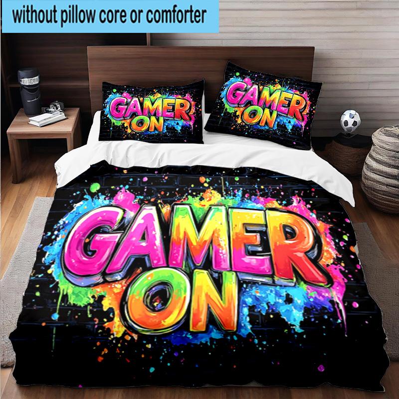 Game Night Adventure 3pcs Bedding,Including 1pc Duvet Cover And 2pcs Pillowcases Perfect for Christmas,Ideal for Bedroom, Dormitory