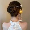 1Pc Luminous Chignon Hair Sticks With Pearls Tassel Decor Retro Chinese Style Alloy Hair Forks Women Girls Party Hair Jewelry