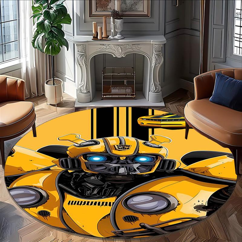1pc Bumblebee5 Print Round Carpet Chair Round Carpet Suitable for Bedroom Living Room Home Decorative Carpet