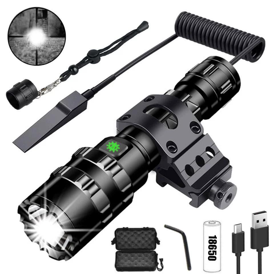 Professional Hunting Tactics Night Reconnaissance LED Flashlight L2 Lamp Beads Waterproof Rechargeable Outdoor Portable Torch