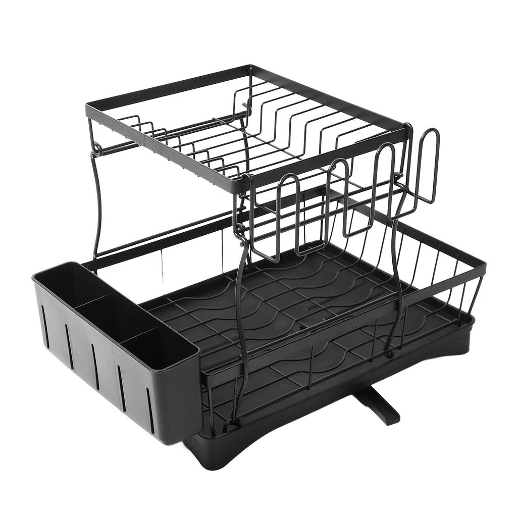 Dish Drying Rack Multipurpose Large Capacity Strong Load Bearing 2 Tier Dish Rack with Drainboard fo