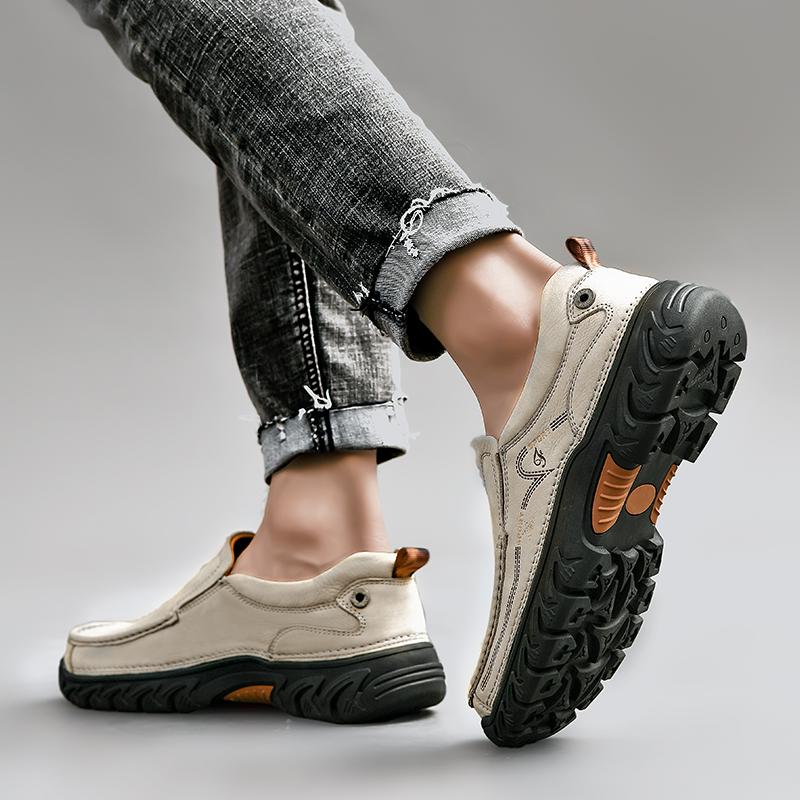 Golden Sapling Man Loafers Genuine Leather Men's Casual Shoes Retro Platform Flats Leisure Slip-on Footwear Male Party Mocassins