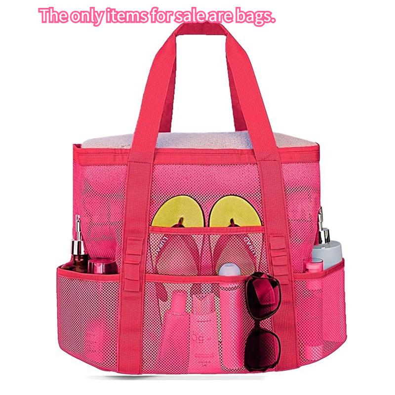 Large Capacity Mesh Beach Tote Bag for Swimming, Shower, Fitness & Travel, Foldable Grocery Zipper Bag, Summer Beach Essential