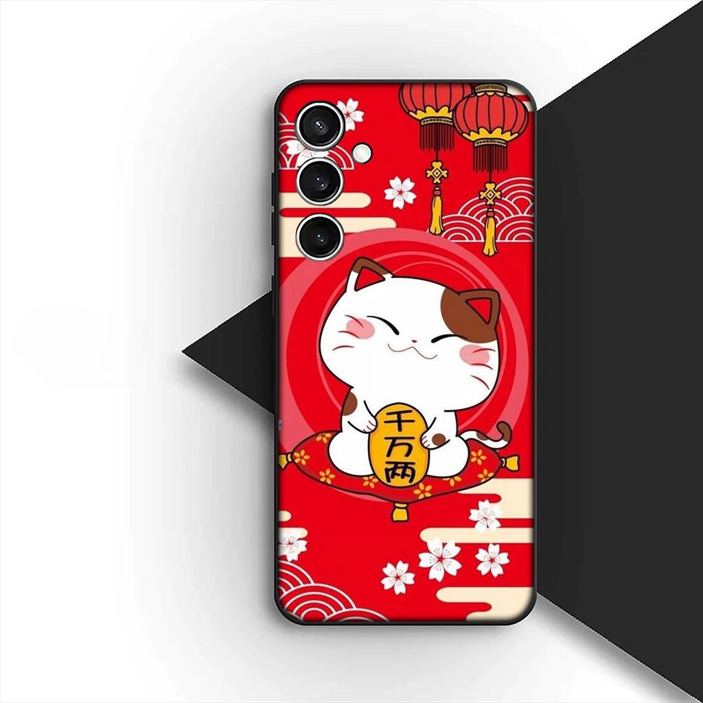 Protective Cover for Samsung Galaxy S20 S22 S21 FE Ultra Plus A07 A17 A15 A16 A25 A57 A37 Casing Phone Case Lucky Money Cat