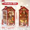 Miniature Dollhouse Christmas Wooden Puzzle Miniature House Kit with Bookshelf Music Box and Sensor Christmas 3D DIY Craft Beginner Adult Birthday