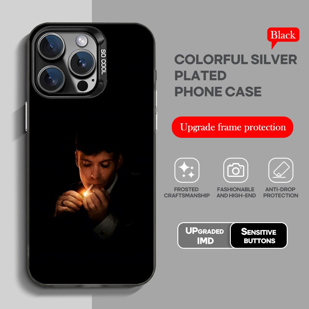 Peaky B-Blinders Tommy Cool Phone Case Black IMD Colorful Silver Suitable Soft Case for iPhone 16 15 14 13 12 11 XS Pro Max
