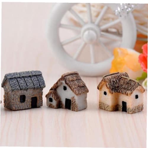 Dollhouse Miniature Gardening Micro Landscape Decoration Village House Set of 4
