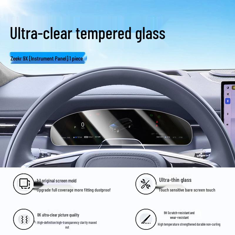 Полный комплект аксессуаров для интерьера Geely Zeekr 9X: Закаленное стекло для экрана и Защитная пленка для навигации