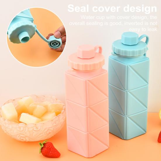 Silicone Foldable Water Bottle 610ml Leakproof Collapsible Water Bottle for Travel Camping Hiking Sports Outdoor BPA Free Portable Reusable Water Cup