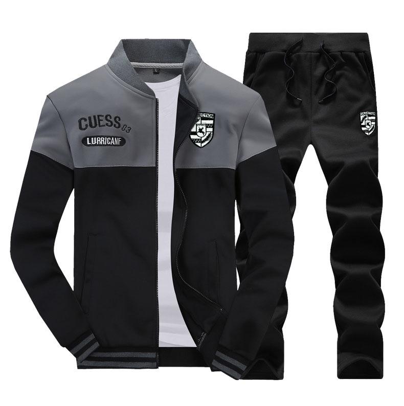 

Осенний новый стиль мужской спортивный костюм: Весенне-осенняя молодежная форма для бега и бейсбола M темно-серого