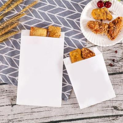 100 Pezzi Sacchetti da Forno Portatili Impermeabili Resistenti all'Olio Ampia Applicazione Confezione per Alimenti Sacchetti Monouso in Carta Kraft Bianca Piatta Forniture per Panetteria