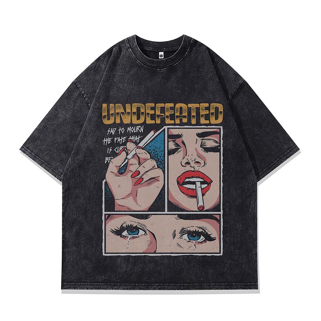 High Street Men'S T-Shirt Vintage Direct Injection Printing Ins Washed Cotton Short Sleeve T-Shirt Men'S And Women'S