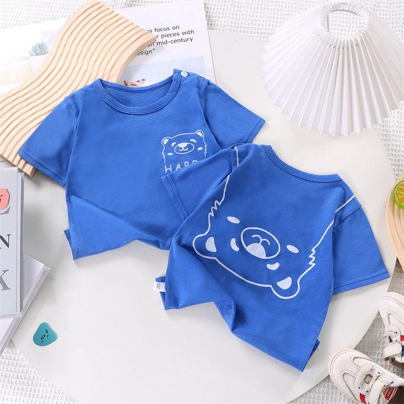2026 Summer Short Sleeve T-Shirts for Boys and Girls Baby Spring O-Neck Cartoon Cotton Top for Children