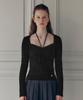 ROLAROLA Ribbon Halter Knit Black