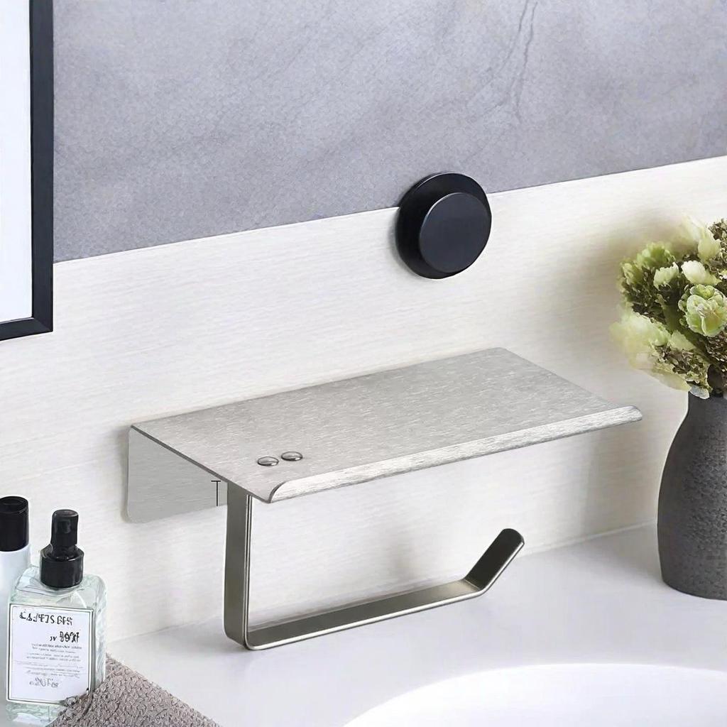 Stainless Steel Wall-Mounted Toilet Paper Holder and Tissue Box