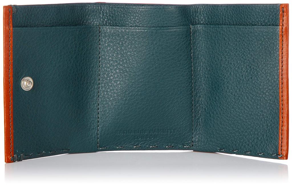 Katharine Hamnett London Color Tailored 2 Tri-fold Wallet, Made with Premium Japanese Antique-Style Kip Leather (Calfskin), Compact Tri-fold with