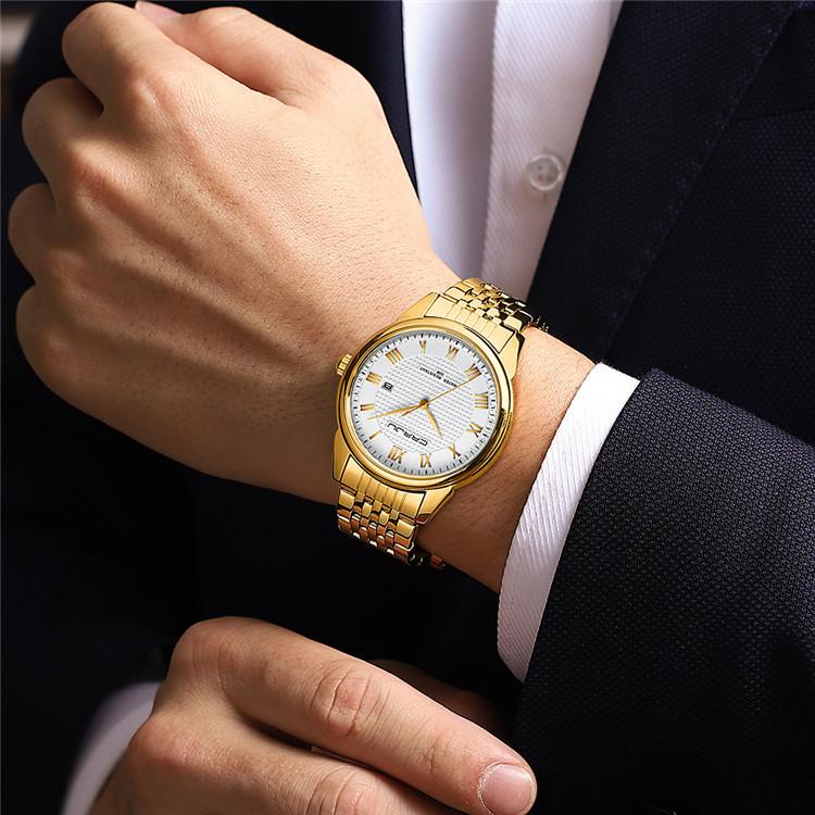 CRRJU Watch 5010 New Steel Strap Men's Watch Simple Fashion Calendar