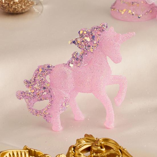 Pink Glitter Christmas Ornaments Acrylic Bow/Bell/Tree/Ballerina Hanging Decorations for Xmas Tree Holiday